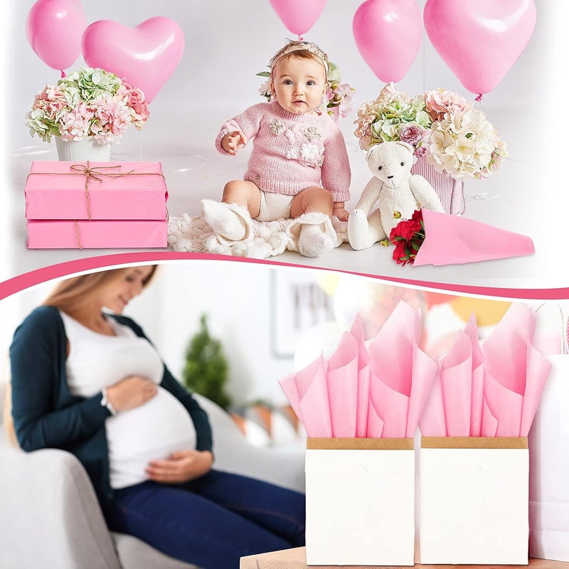 Teling 500 ورقة من ورق التواليت الوردي الفاتح لأكياس الهدايا 14 × 20 بوصة تغليف هدايا عيد الحب بالجملة لفصل الشتاء غالنتين رأس السنة حفلات الزفاف أعياد الميلاد مشاريع الحرف اليدوية زينة الحفلات الزهور - Image 5